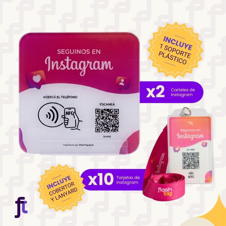 Combo 10 Tarjetas de Instagram + 2 Carteles de Instagram
